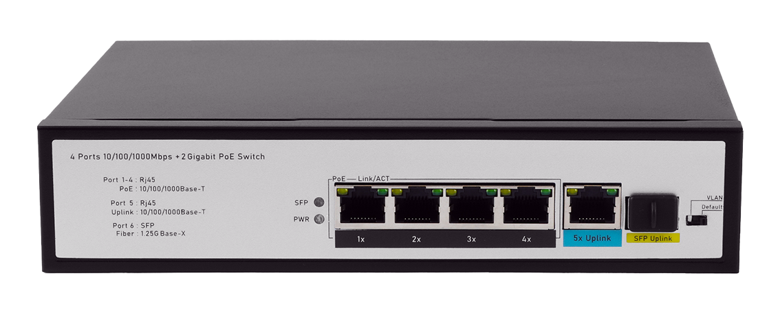 JideTech Gigabit 6-port PoE switch (304GP-1G1SFP)