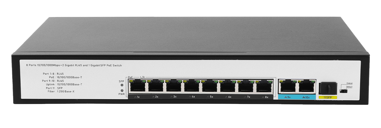 JideTech Gigabit 11-port PoE switch (308GP-2G1SFP)