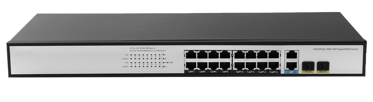 JideTech Gigabit 20-port PoE switch (316GP-2G2SFP)