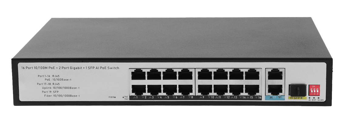 JideTech 100 Gigabit 19-port PoE switch (516EP-2G1SFP)